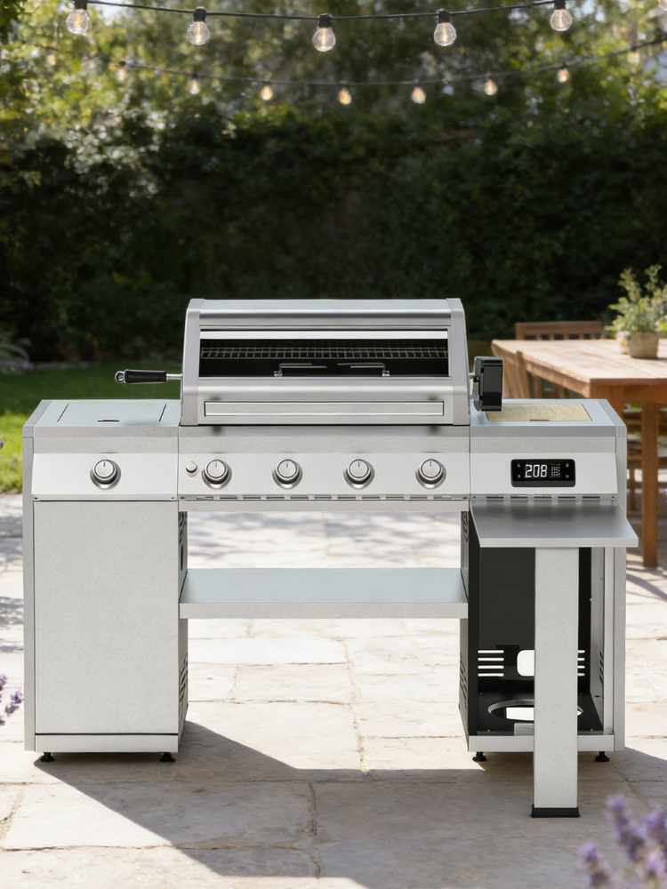 Grillstream Island Hybrid Gas/charcoal Bbq in Stainless Steel - 4 Burner
