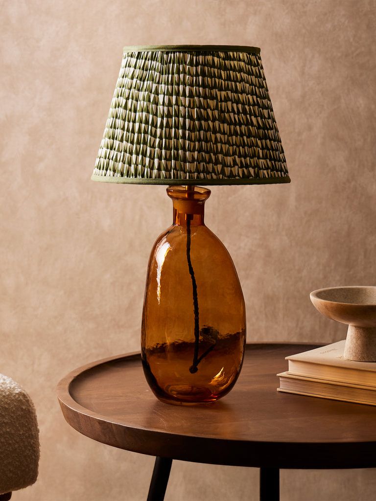 Regular Wobble Bottle Table Lamp in Brown Hammered Glass