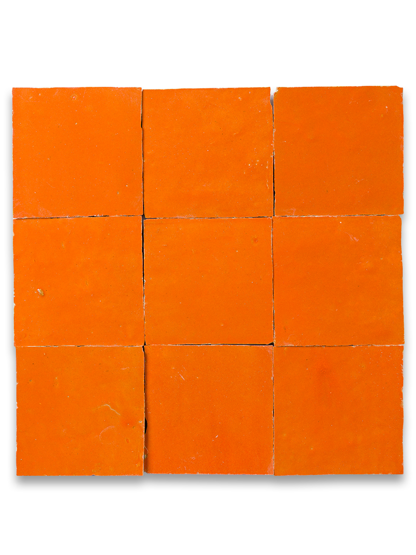 Orange Zellige - 10cm X 10cm X 1.2cm