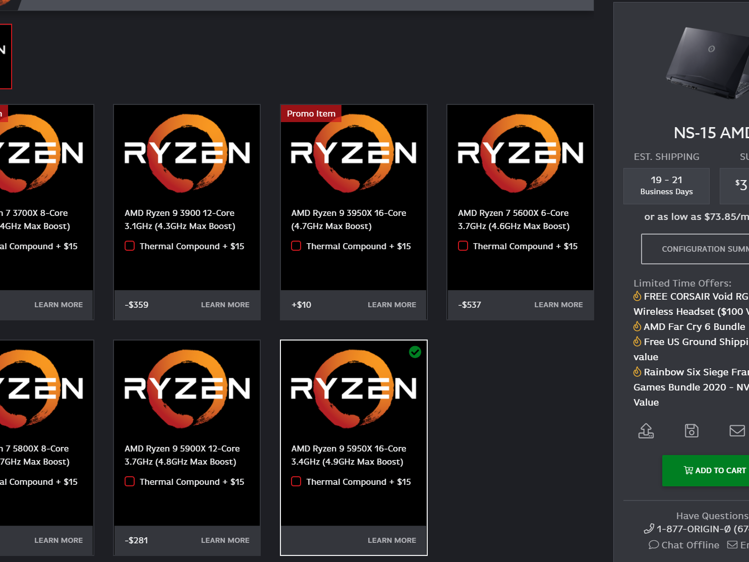 Origin PC's NS-15 Workstation Laptop Is Ryzen 9 5950X Ready