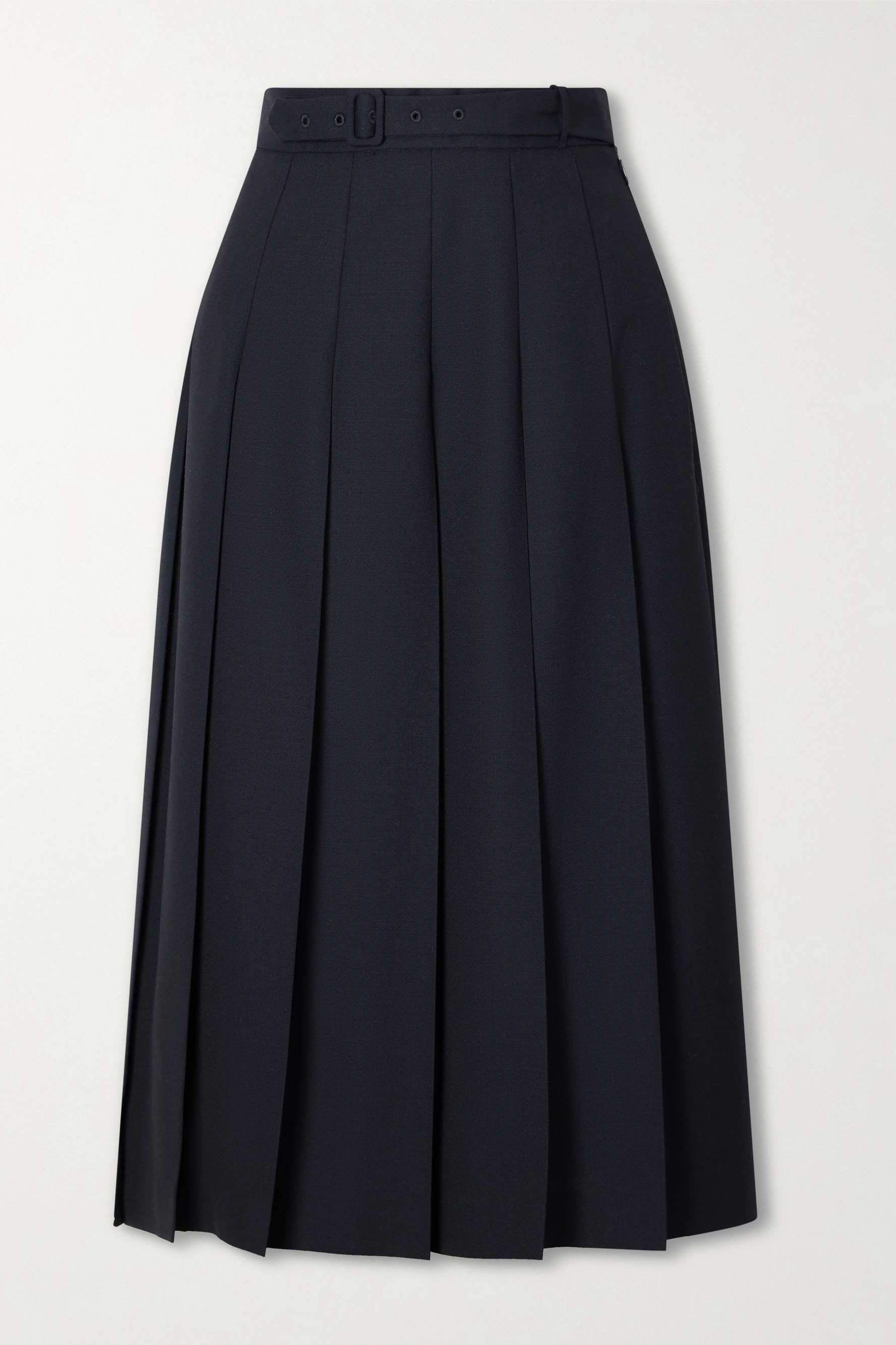 Pleated Wool and Mohair-Blend Midi Skirt