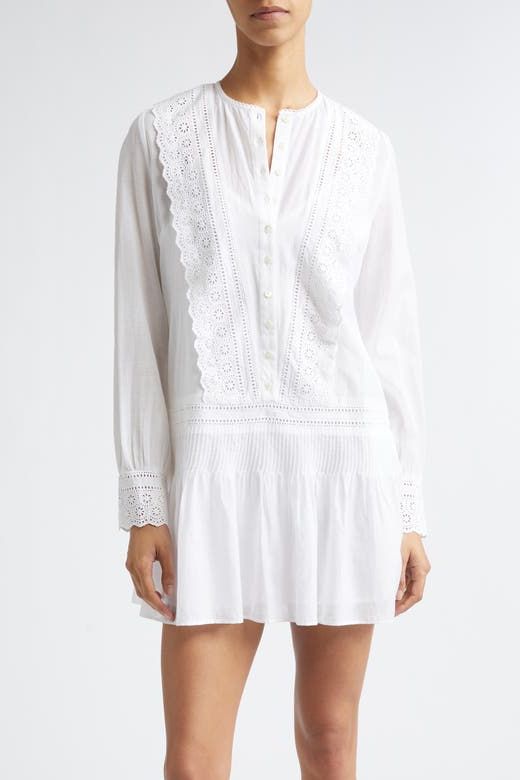 Marguerite Embroidered Eyelet Long Sleeve Dress