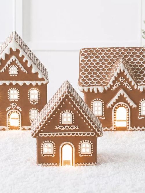 Ceramic Gingerbread House, Set of 3