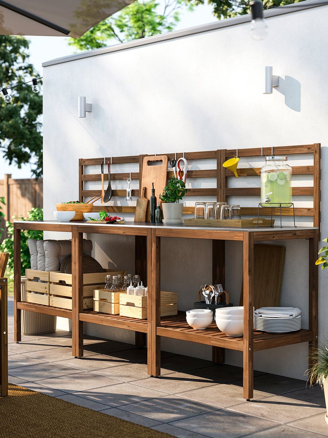 N&amp;Auml;mmar&amp;Ouml; Outdoor Kitchen - Light Brown Stained/stainless Steel 240x62 Cm