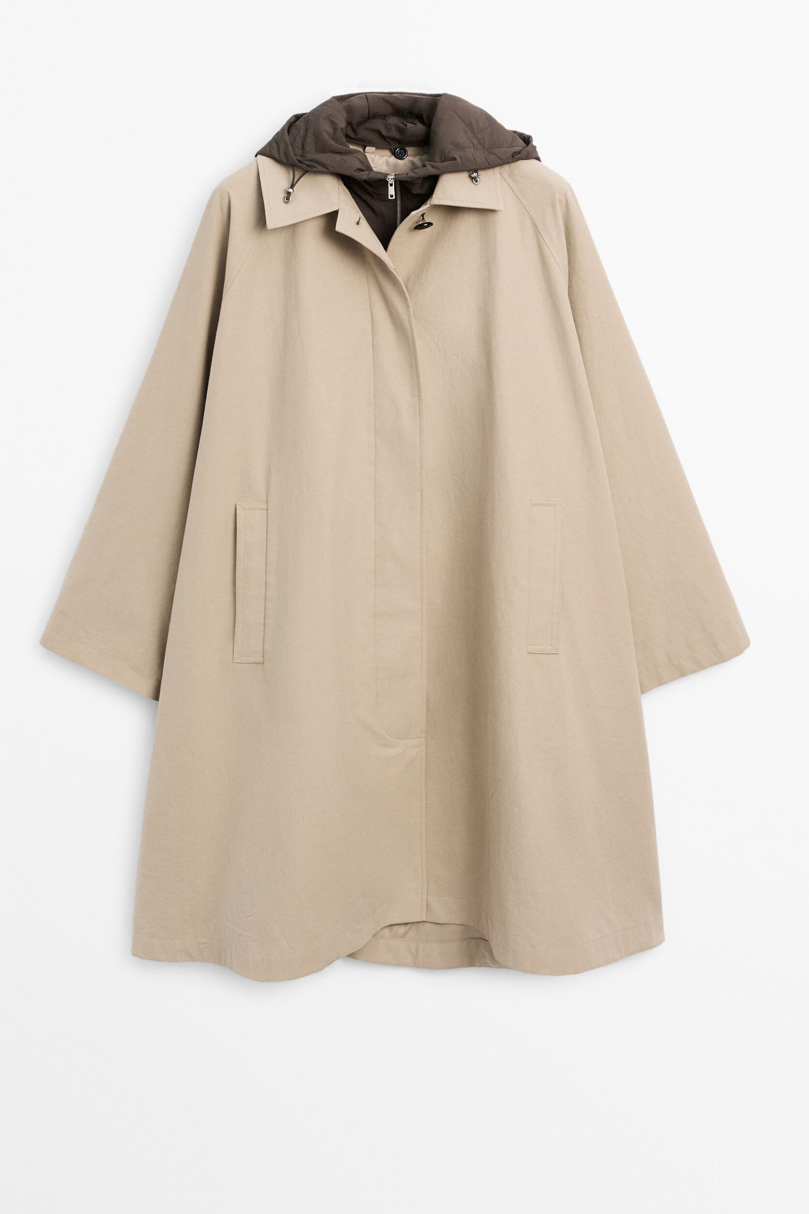 Cape Trench Coat With Hood
