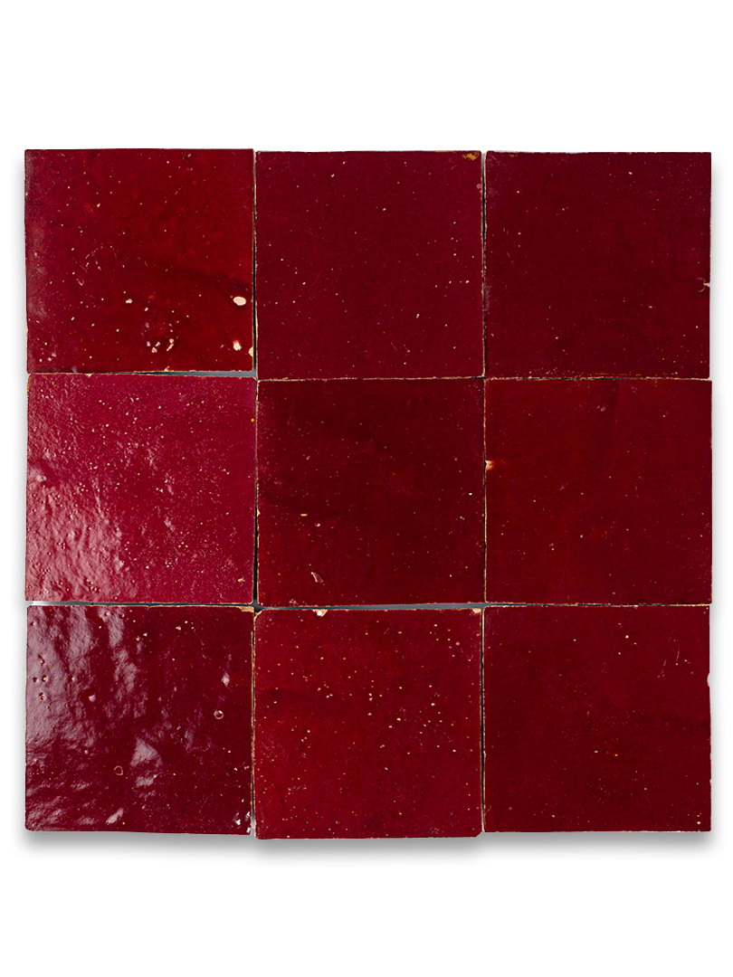 Crimson Red Zellige - 10cm X 10cm X 1.2cm