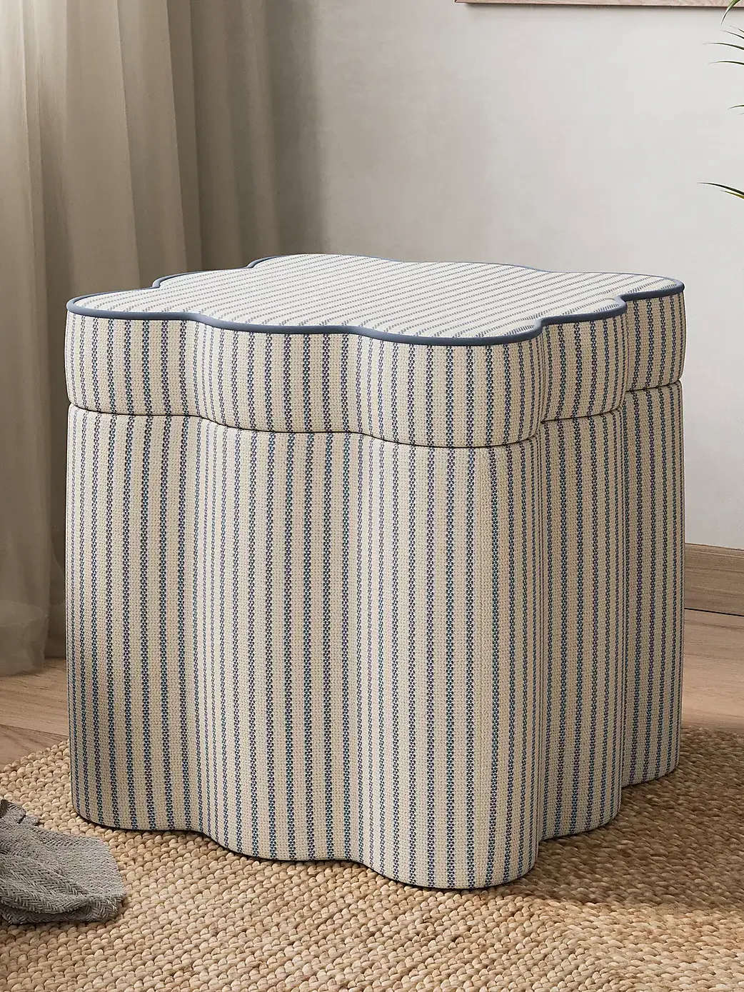 Dunelm, Wavie Tiny Stripe Storage Footstool