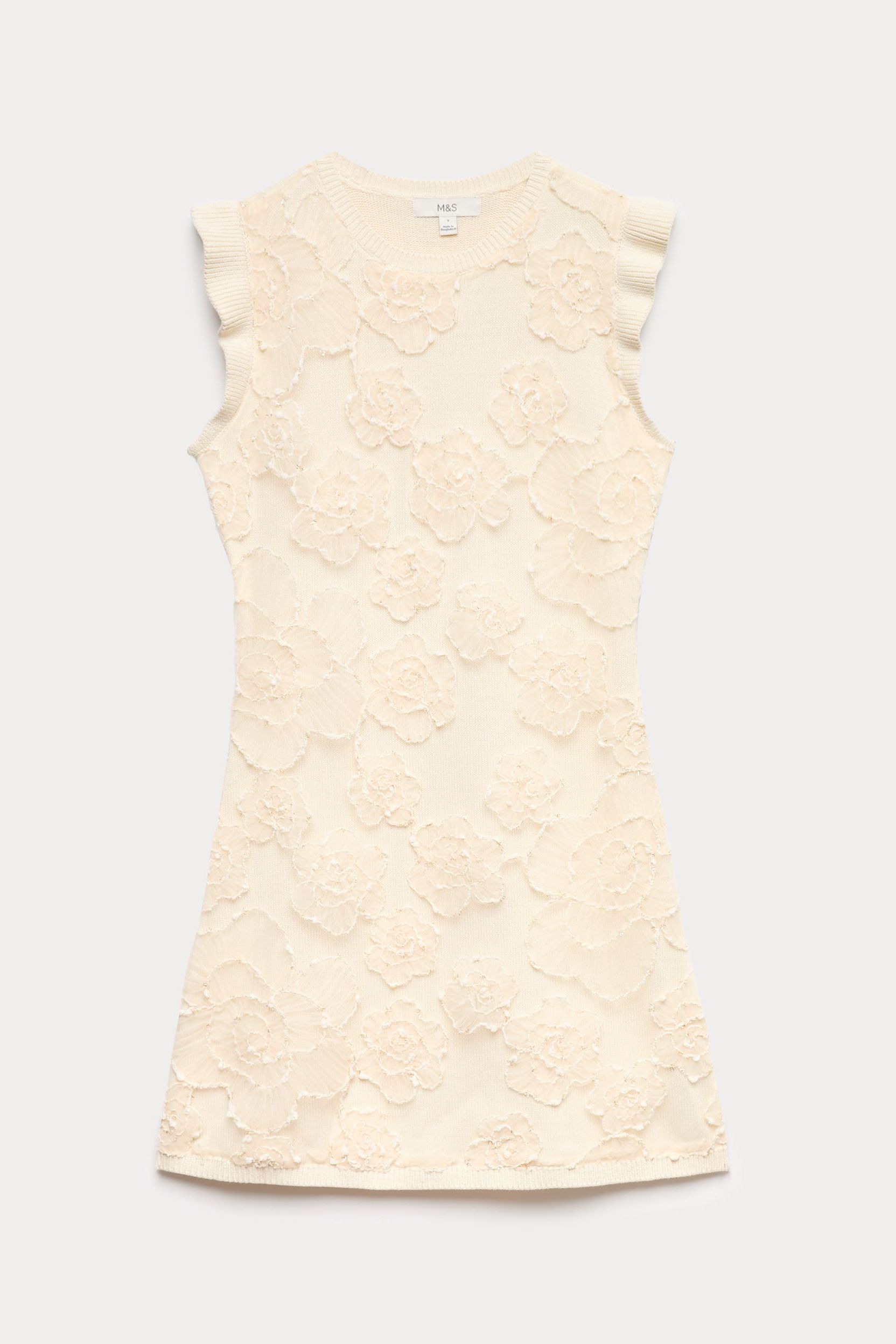 Floral Textured Knitted Mini Dress