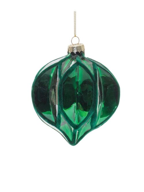 Green Textured Harlequin Glass Ornament