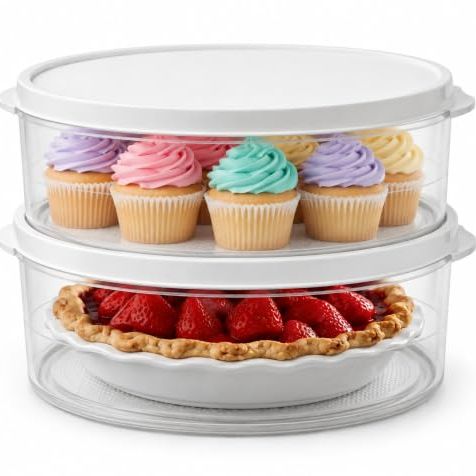 Evelots Pie Container With Lid, 2-Pack, 11-Inch, Clear, Bpa-Free
