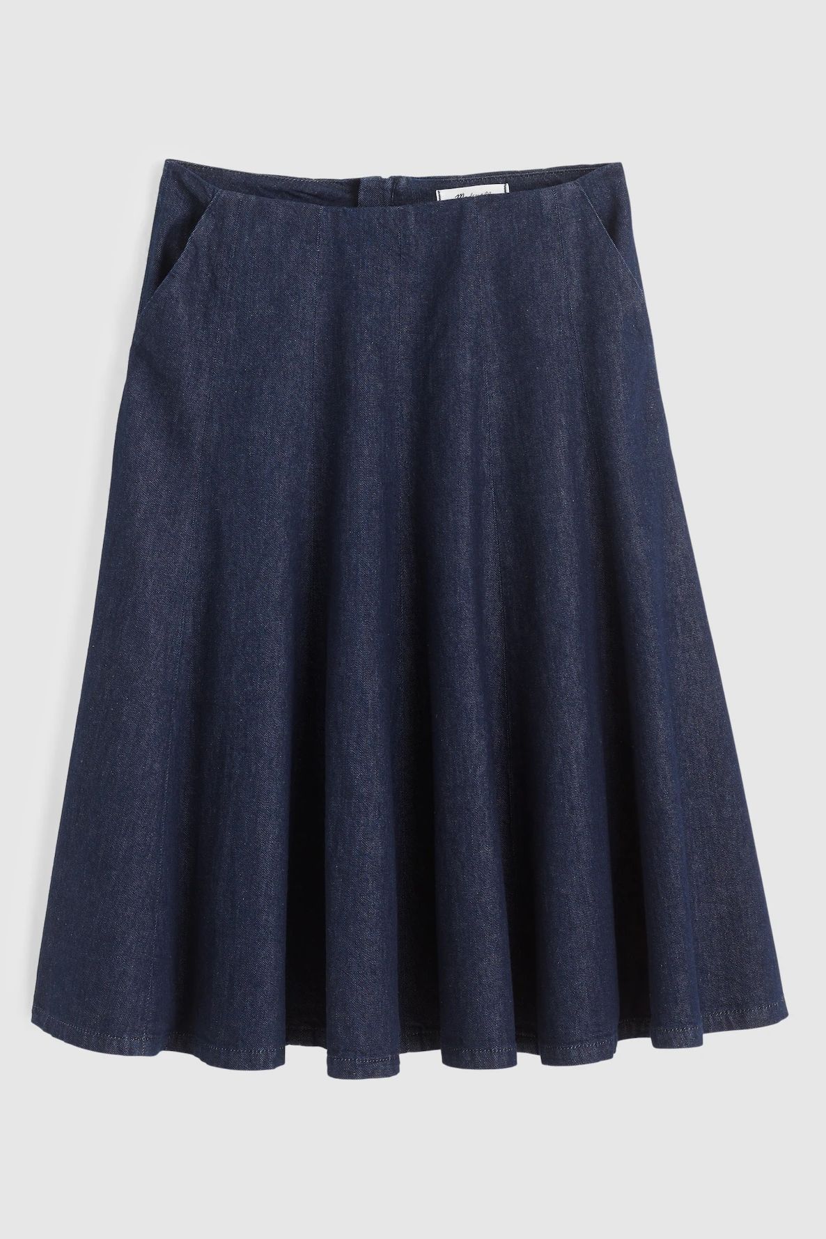Madewell Flared Denim Midi Skirt in Rinse Wash