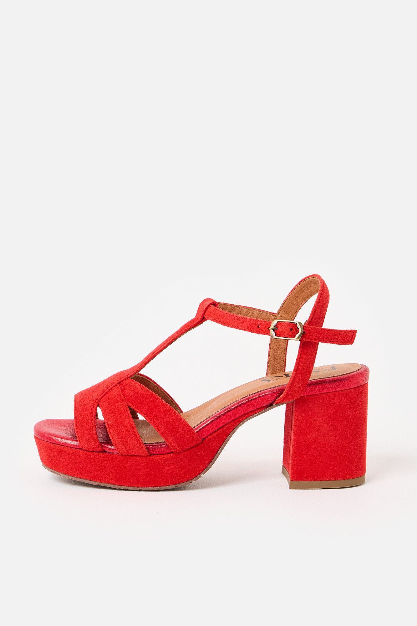 Esska Charlie Red Suede Heeled Sandals | Oliver Bonas