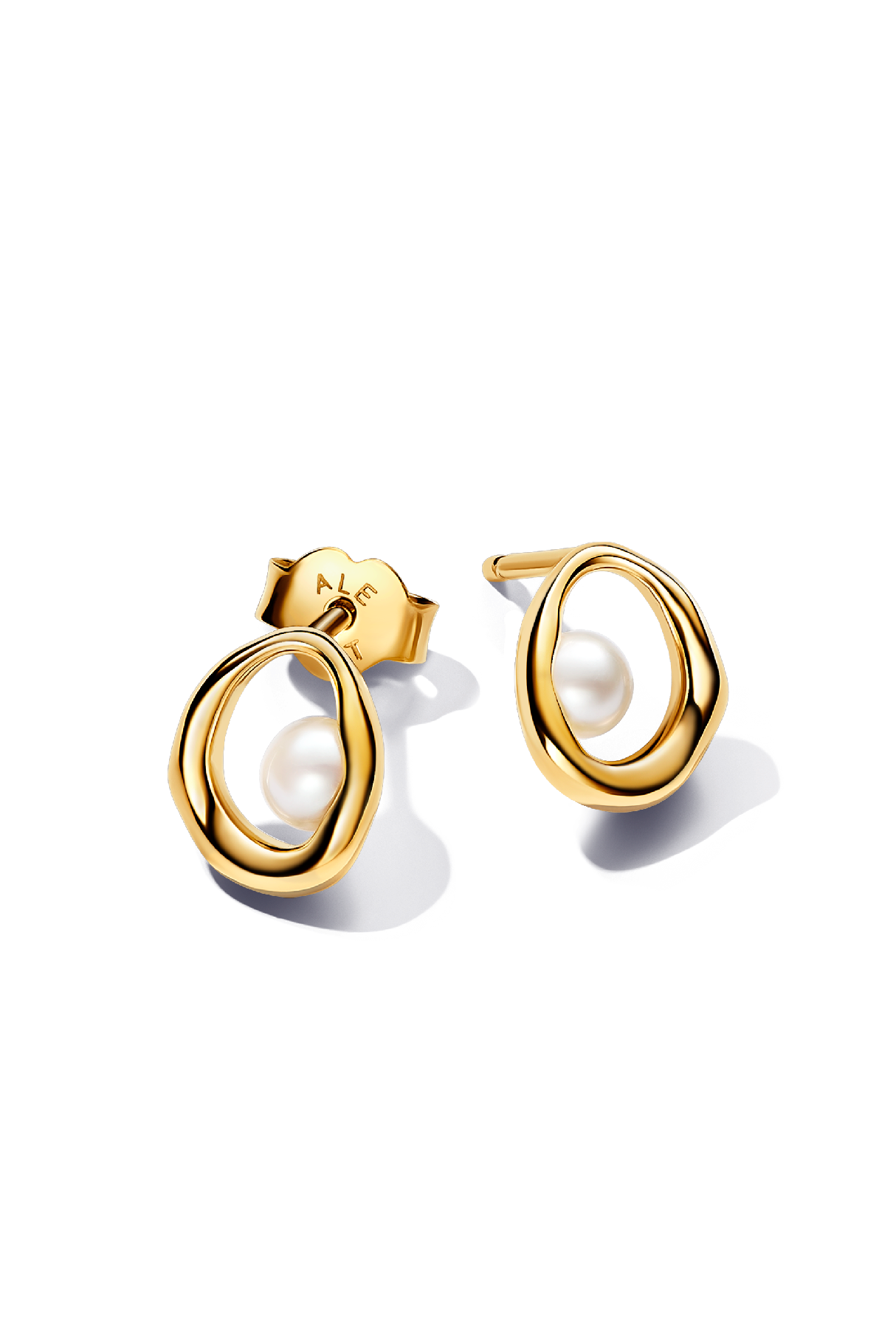 Organically Shaped Oval &amp;amp; Treated Freshwater Cultured Pearl Stud Earrings
