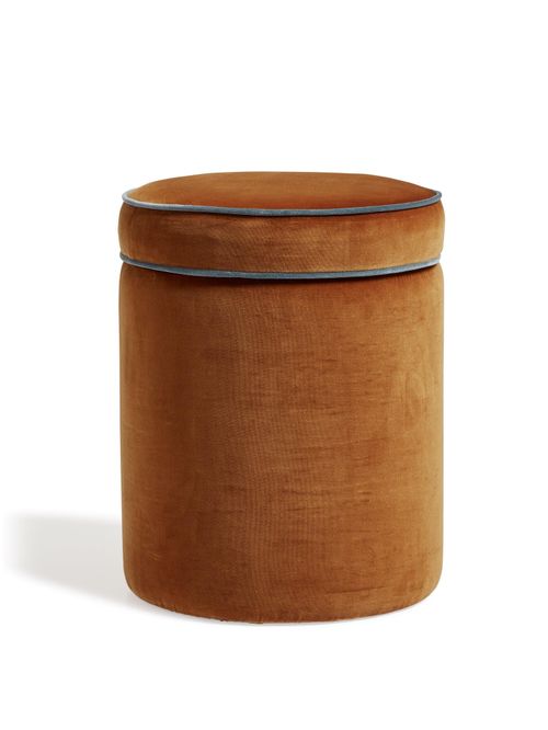 Samena Velvet Ottoman - Dirty Orange