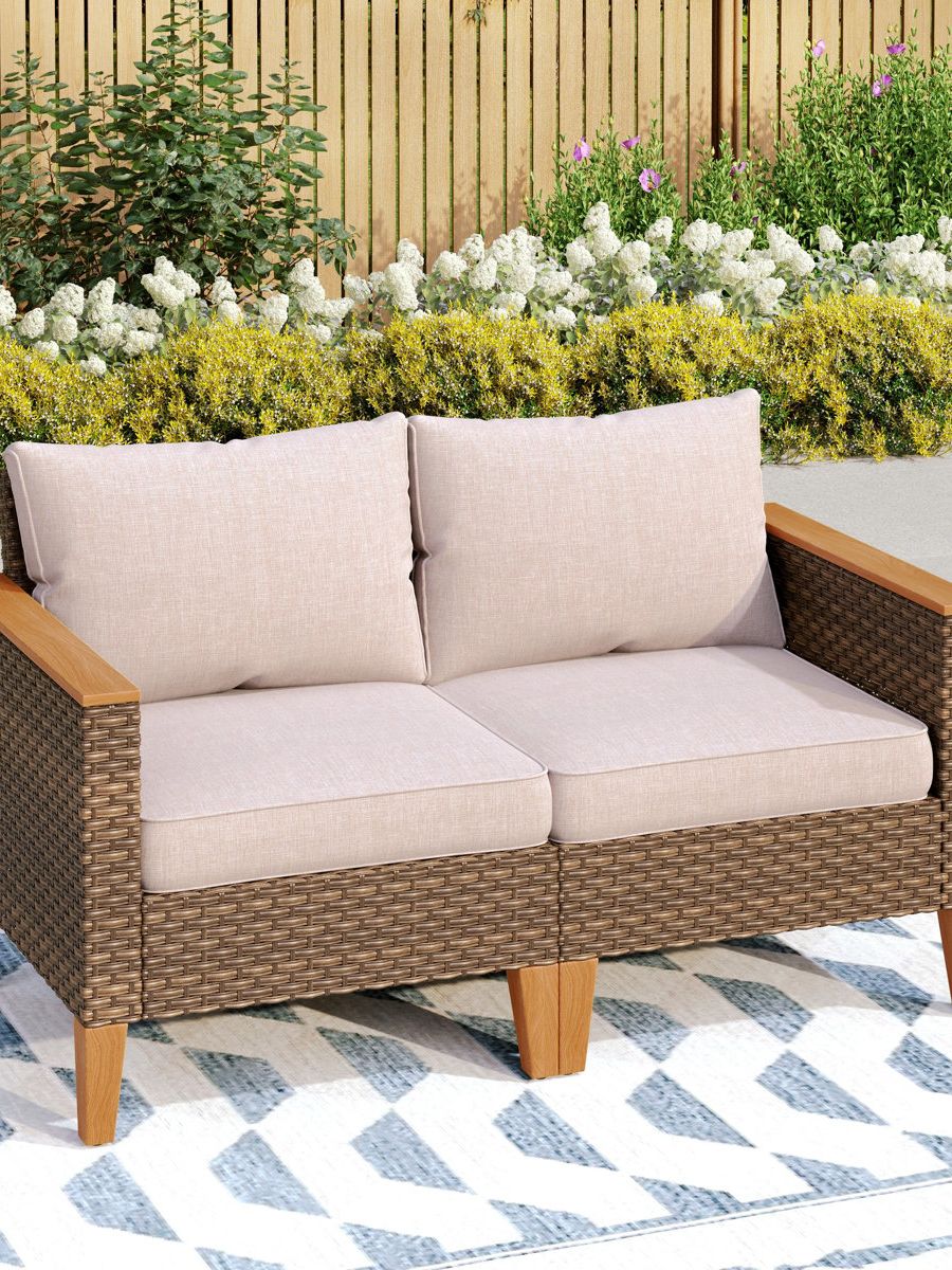 Blue Elephant Premium All-Weather Wicker Outdoor Loveseat &amp;amp; Reviews | Wayfair.co.uk