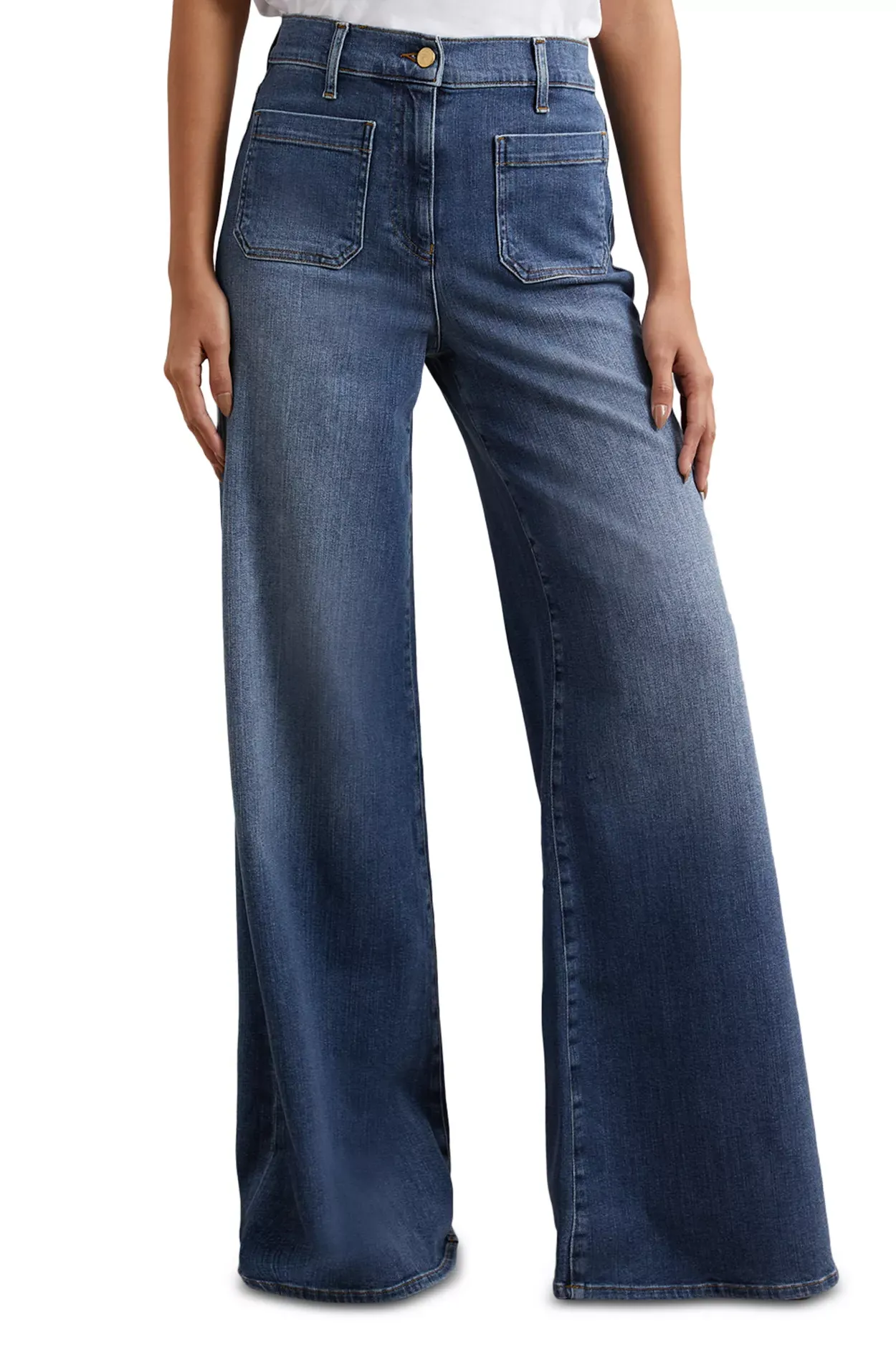 Bella High Rise Wide Leg Jeans in Mid Blue