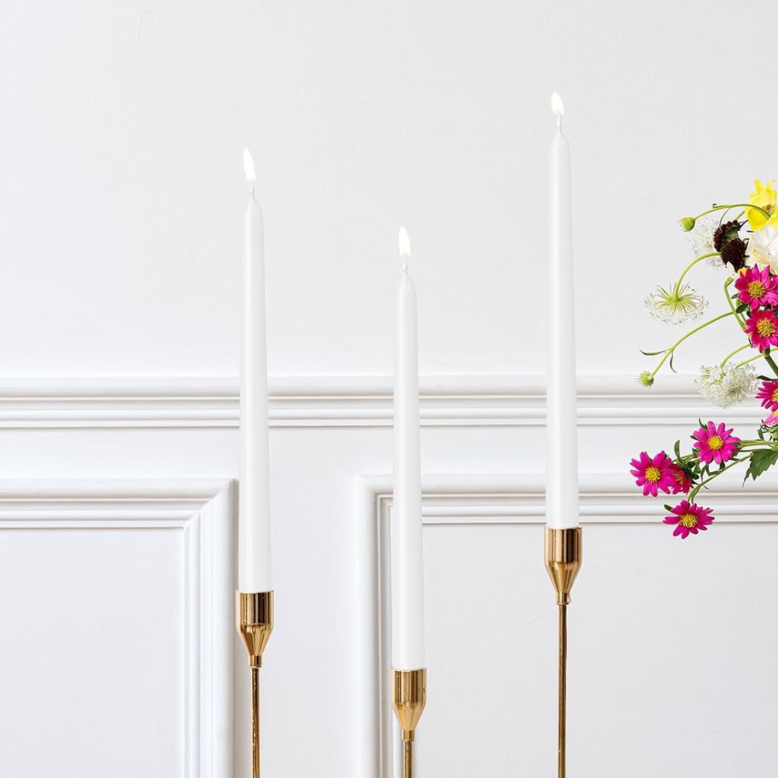 4 Pack Ivory Taper Candles - Taper Candles 10 Inch Dripless, Smokeless &amp;amp; Unscented - 8 Hours Long Burning - Hand Poured Tall Candlesticks - Ideal for Weddings, Dinner Parties, and Home Decor