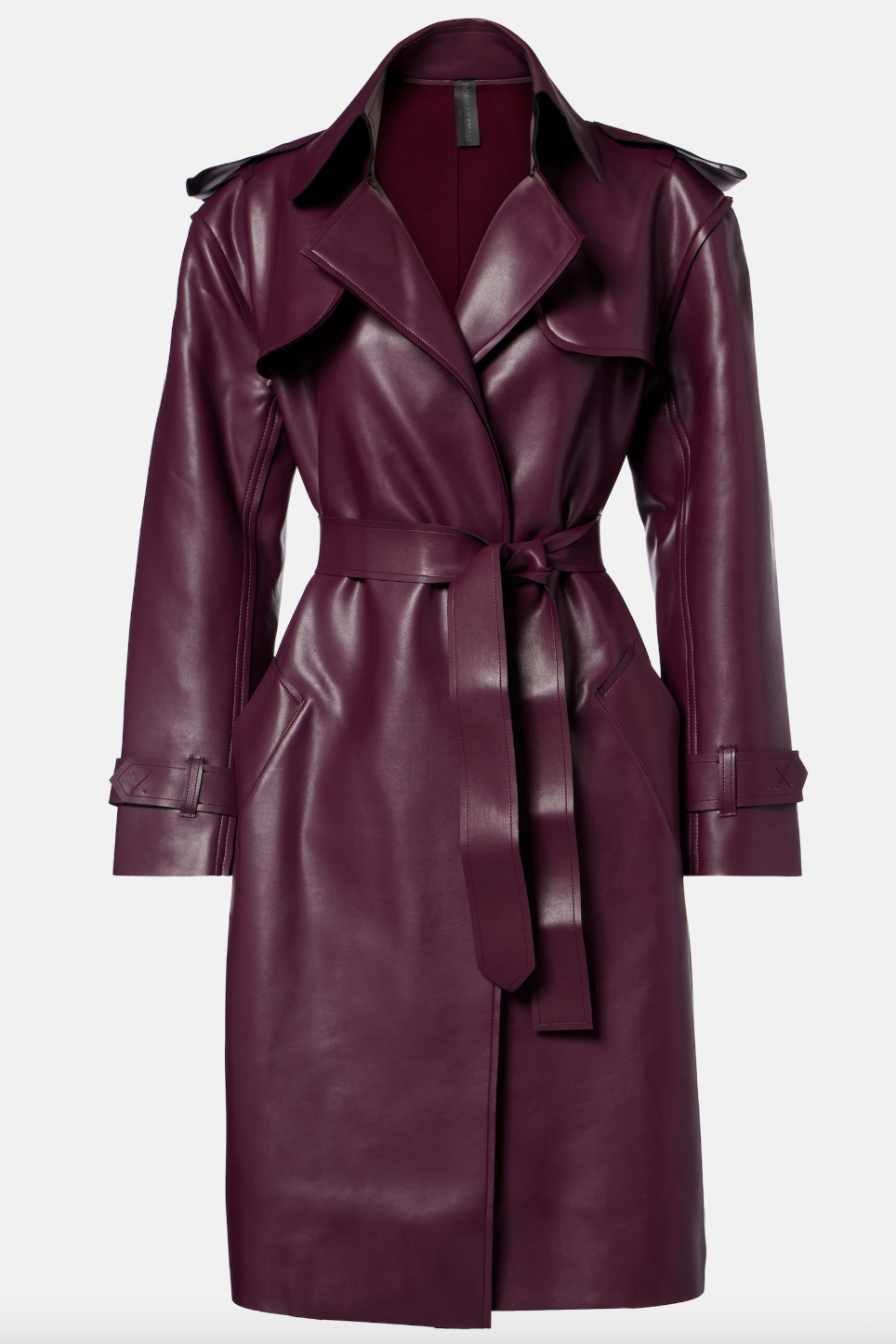 burgundy trench coat