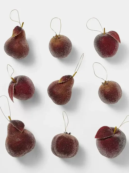 Sugared Fruit Tree Ornaments, Set of 9
