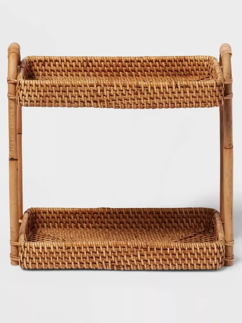 Natural Woven Tiered Vanity Bathroom Tray &ndash; Threshold&trade;