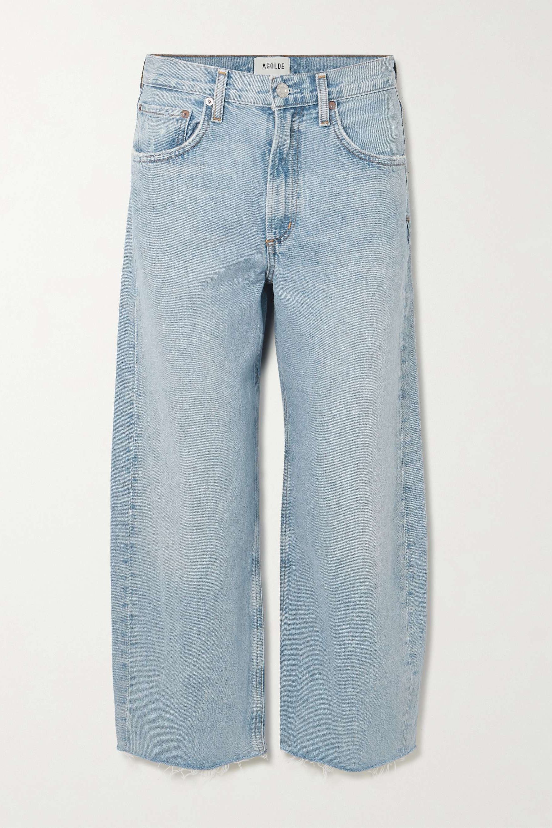 Low Curve Fray High-Rise Wide-Leg Jeans