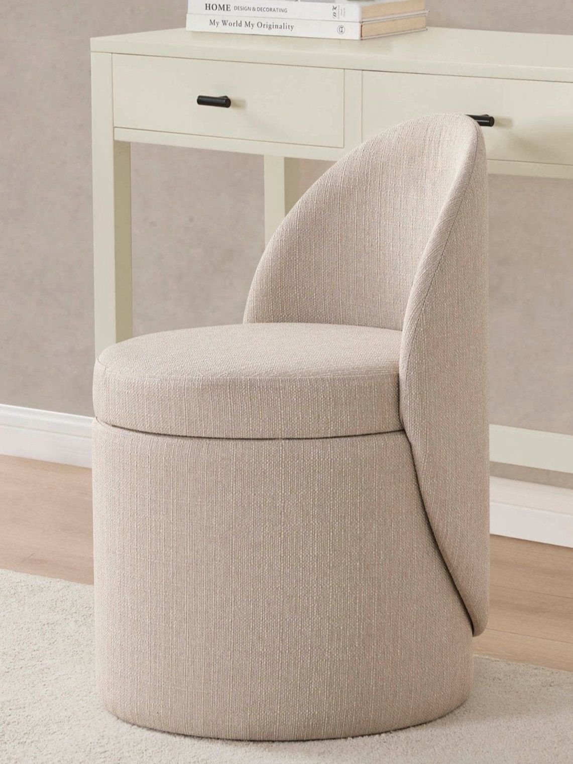 Primrose Dressing Table Storage Stool - Stone Grey