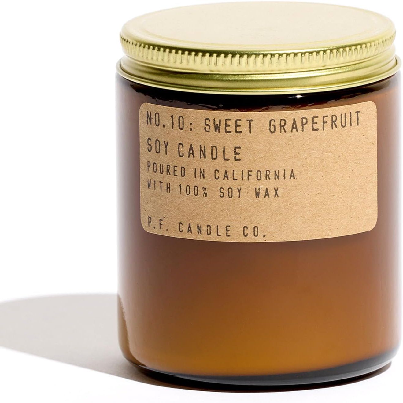 P.f. Candle Co. Sweet Grapefruit Classic Standard Scented Soy Wax Candle (7.2 Oz) 40-50 Hour Burn Time, Amber Glass Jar, Made in the U.s.a.