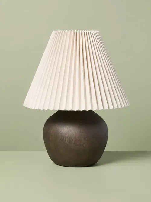 Dark Wood With Pleated Shade Table Lamp &ndash; Hearth & Hand&trade; With Magnolia