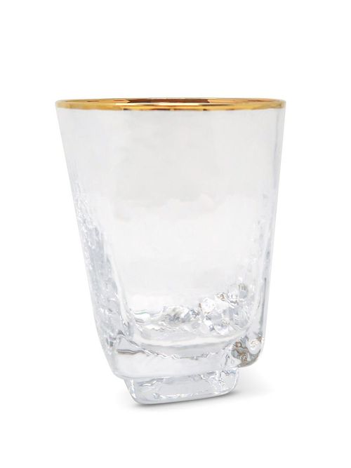 Everly Quinn Set of 6 Hammered Tumblers Square Shaped With Gold Rim