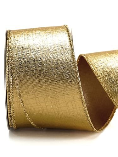 Gold Metallic Foil Wired Ribbon for Christmas Trees