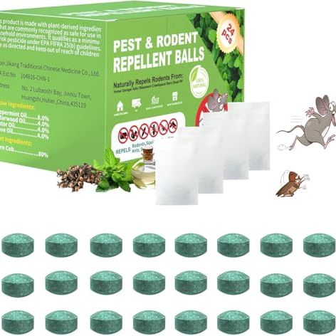 Mouse Rodent Repellent &amp;ndash; Peppermint Oil Rodent &amp;amp; Insect Repellent Balls 24 Pack, Plant-Based Deterrent for Mice, Rats, Roaches &amp;amp; Bugs, Indoor &amp;amp; Outdoor Use
