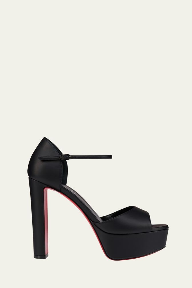 130mm Sandaloo Leather Platform Red Sole Sandals