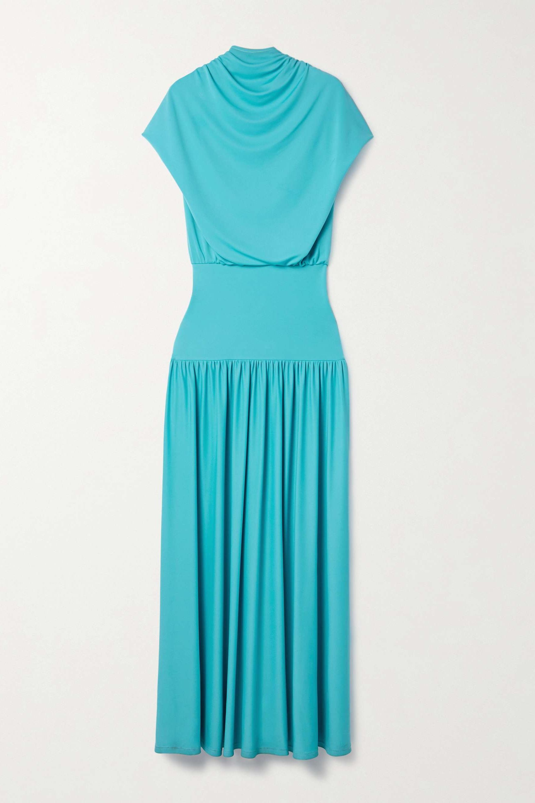 Victoria Draped Stretch-Jersey Maxi Dress