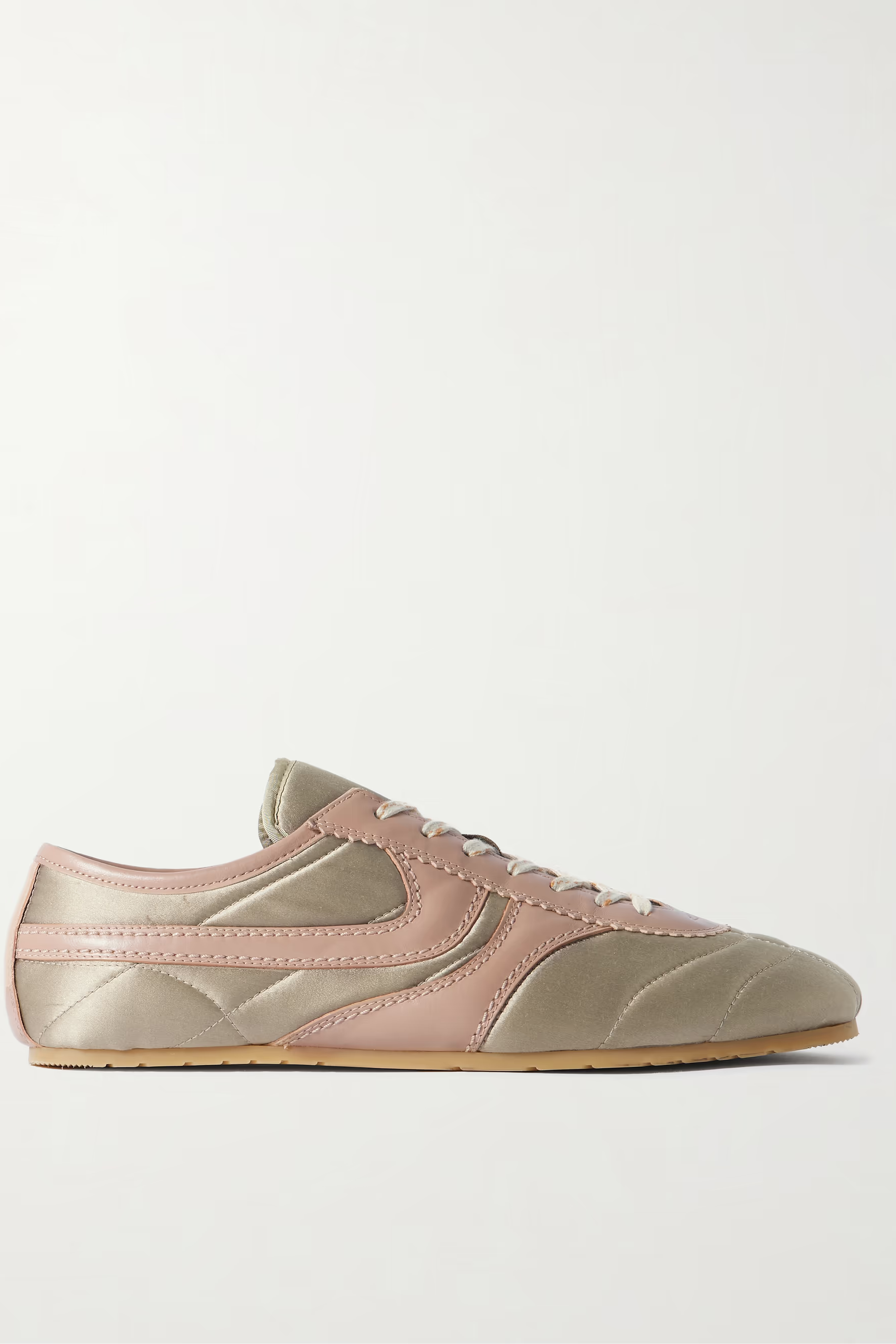 Dries Van Noten, Leather-trimmed paneled satin sneakers