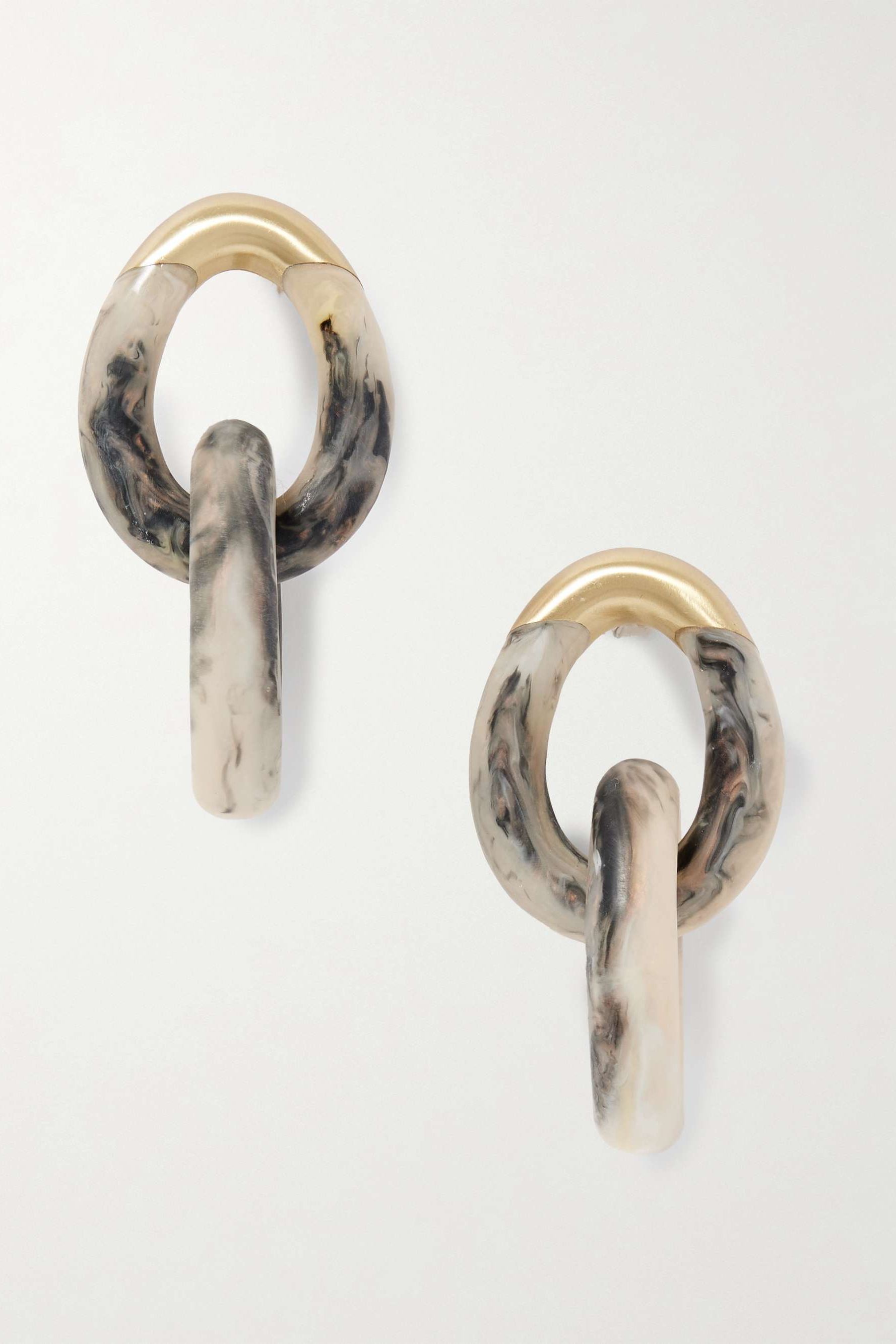Rock Large Gold-Tone Resin Earrings