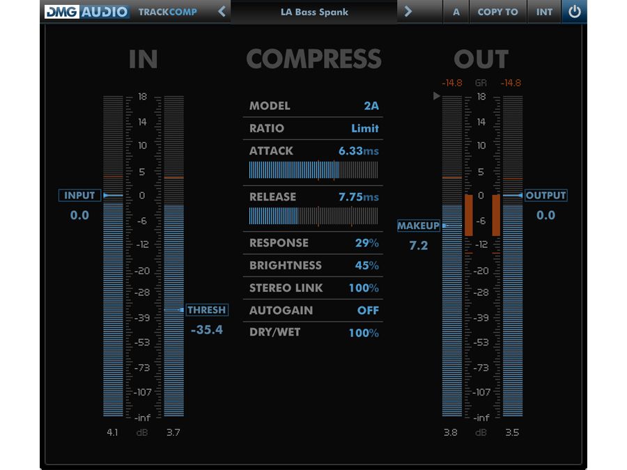 DMG Audio's TrackComp emulates five compressors from pro