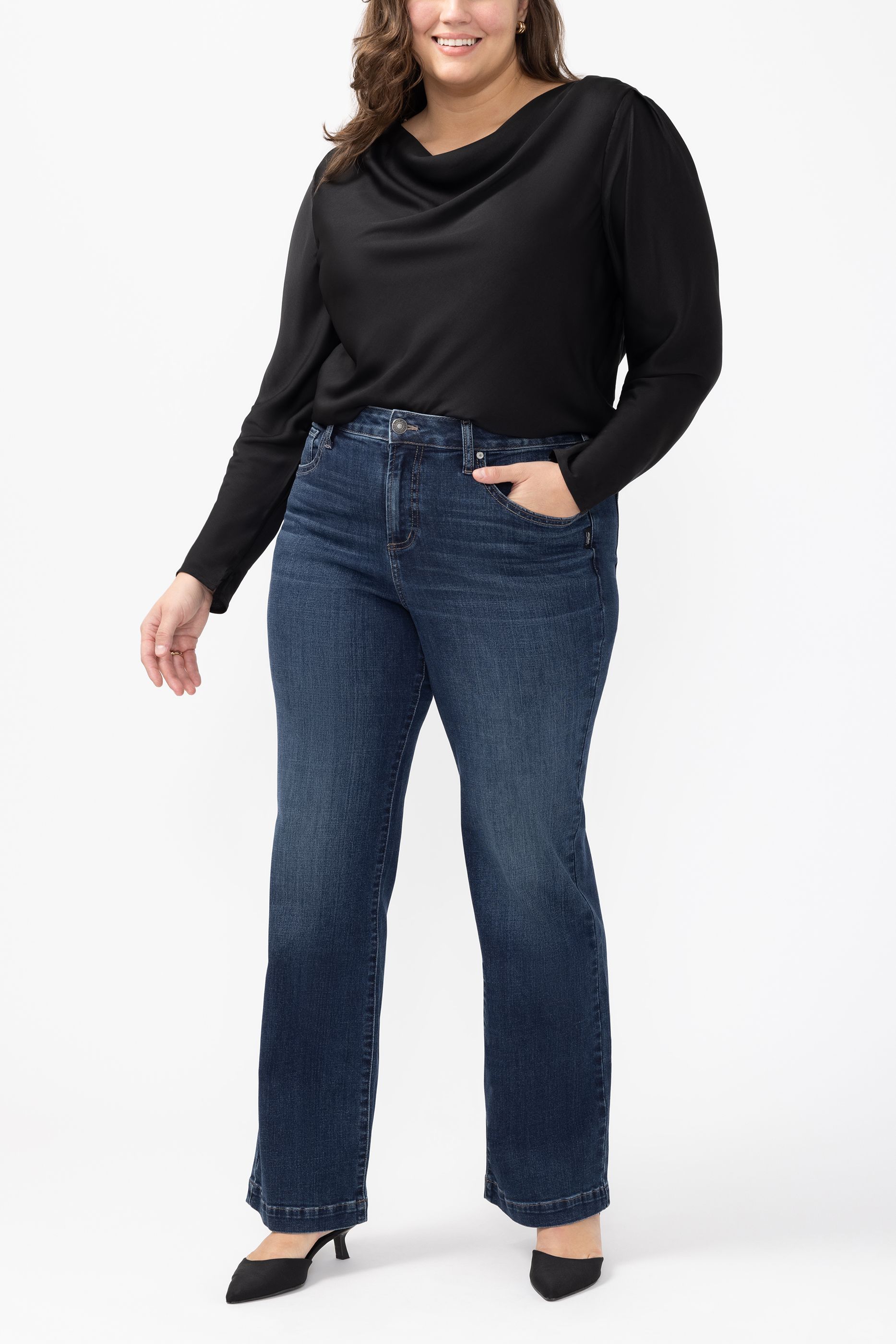 Avery High Rise Trouser Leg Luxe Stretch Jeans Plus Size