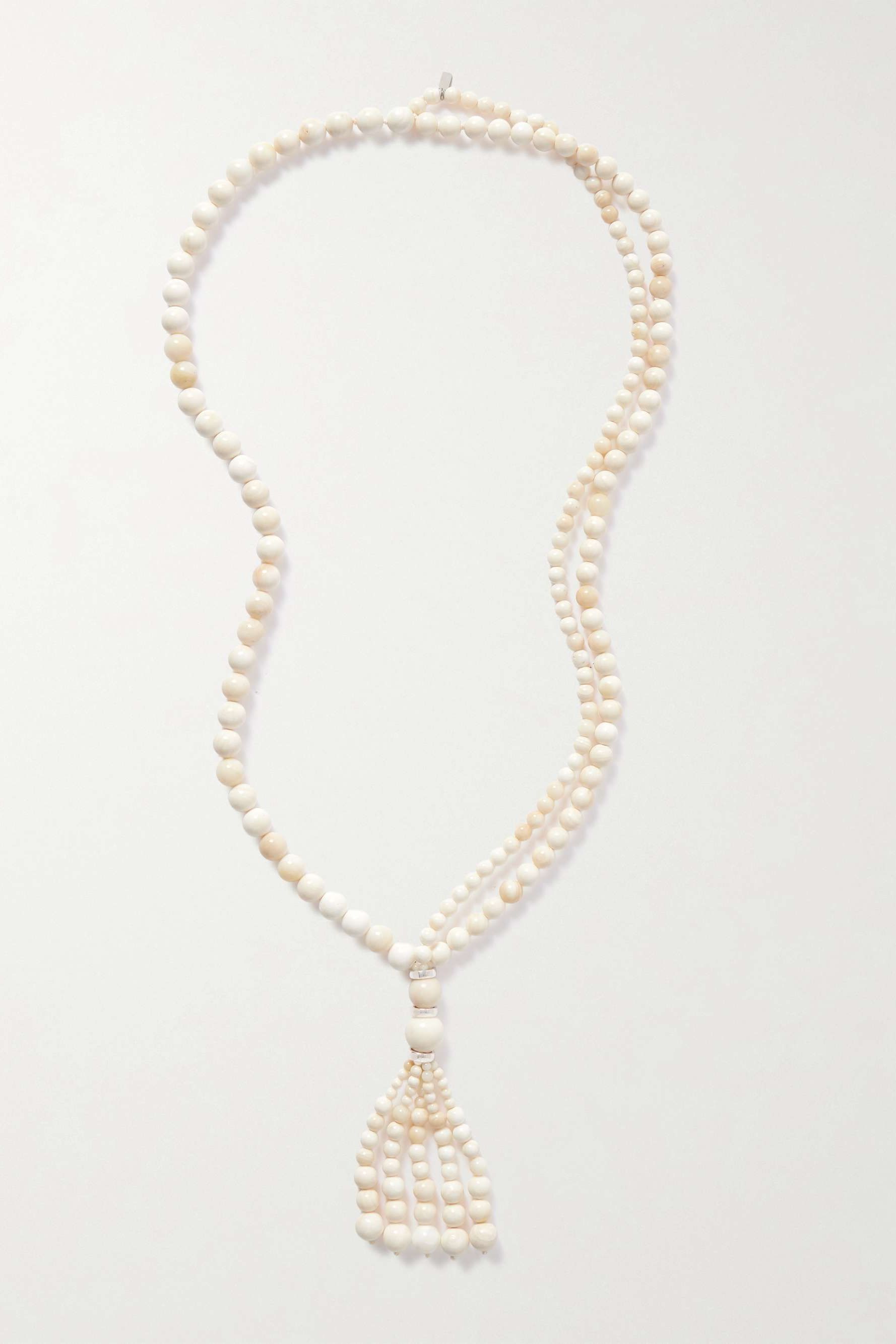 Venice Opera Tasseled Silver Stone Necklace