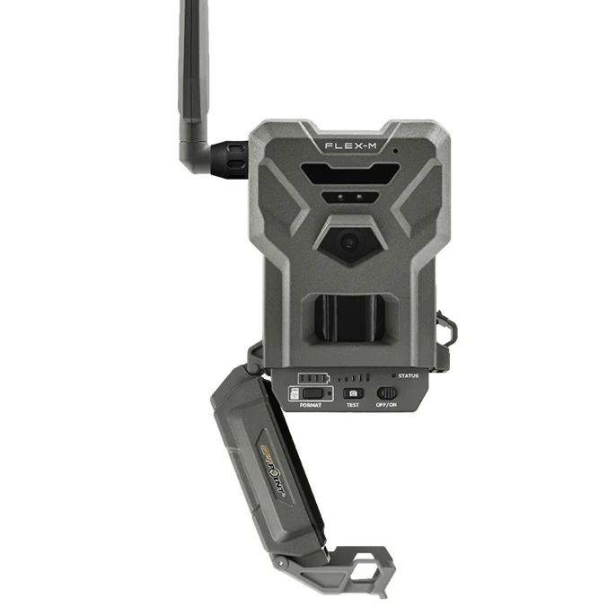 A press image of the Spypoint FLEX-M2 trail camera on a white background