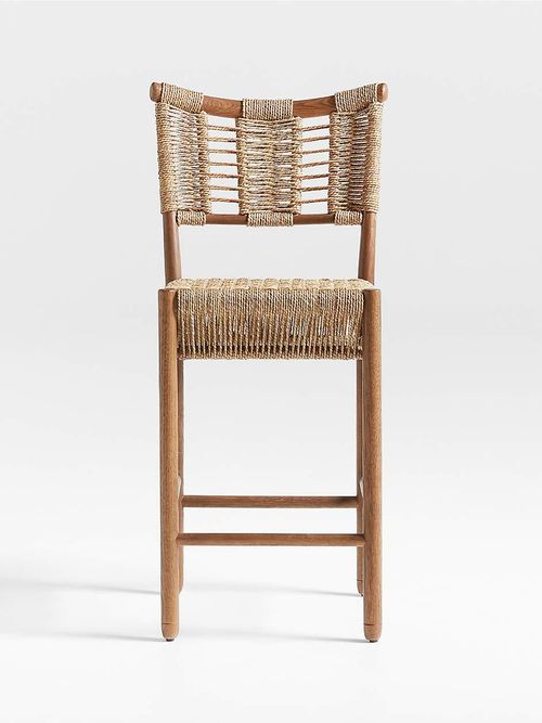 Forge Barley Brown Oak Wood Counter Stool by Jake Arnold