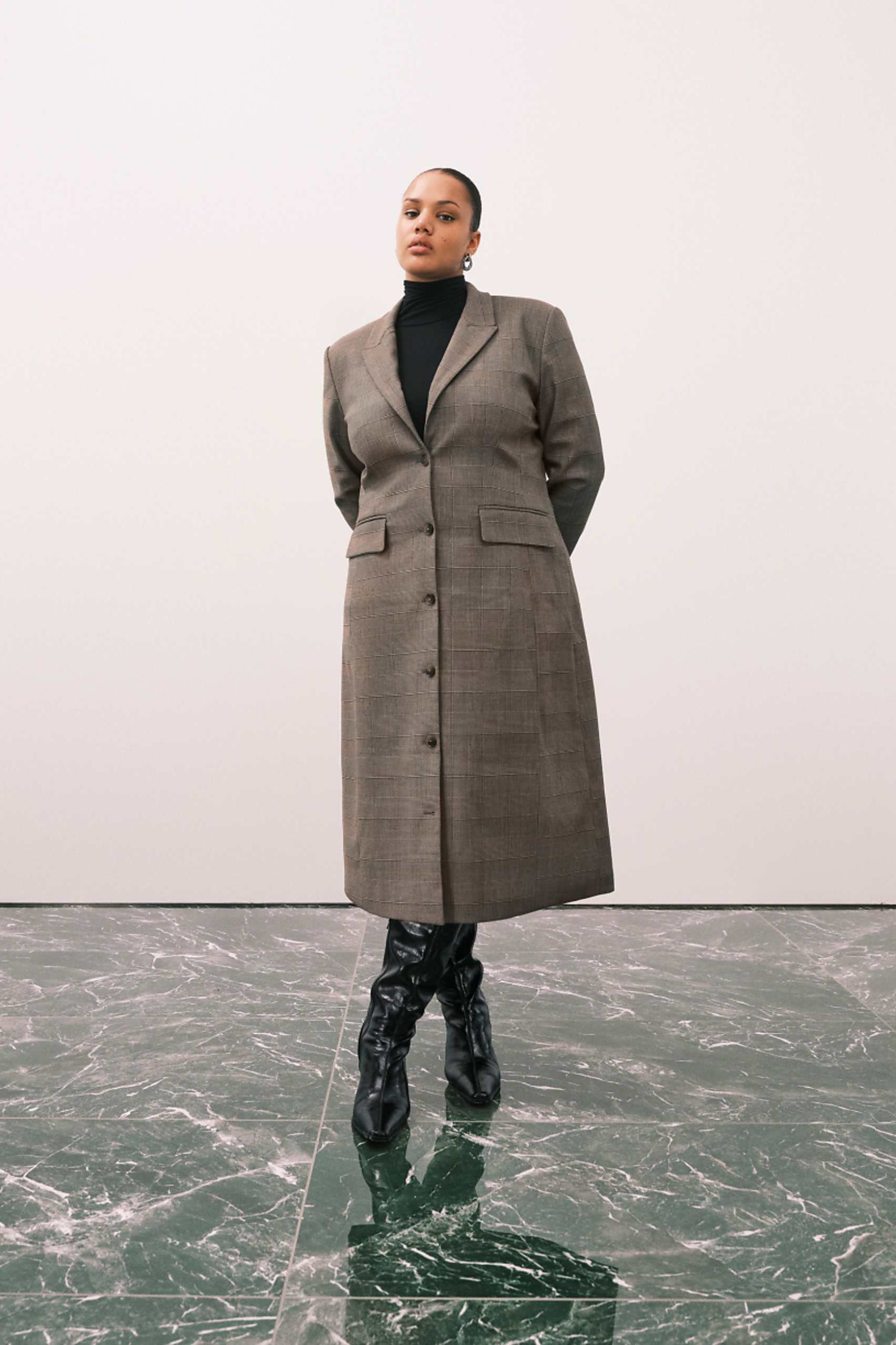 Asos Design Curve Tailored Longline Blazer in Plaid