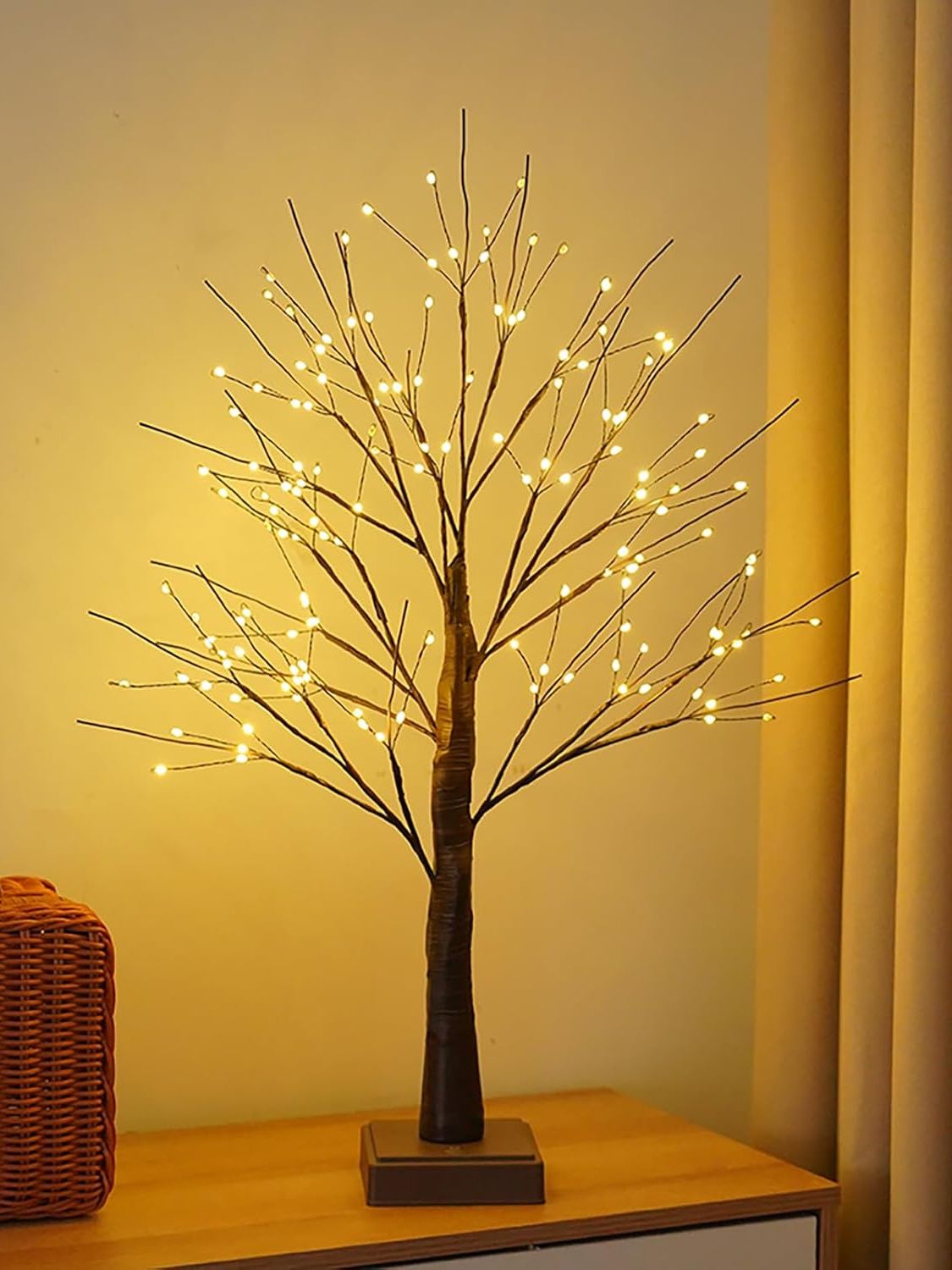 144 Led Artificial Lamp With Timer, Diy Birch Tree With Lights, Usb/battery Powered, Fairy Light Spirit Tree for Table Home Wedding Bedroom Christmas (warm White)
