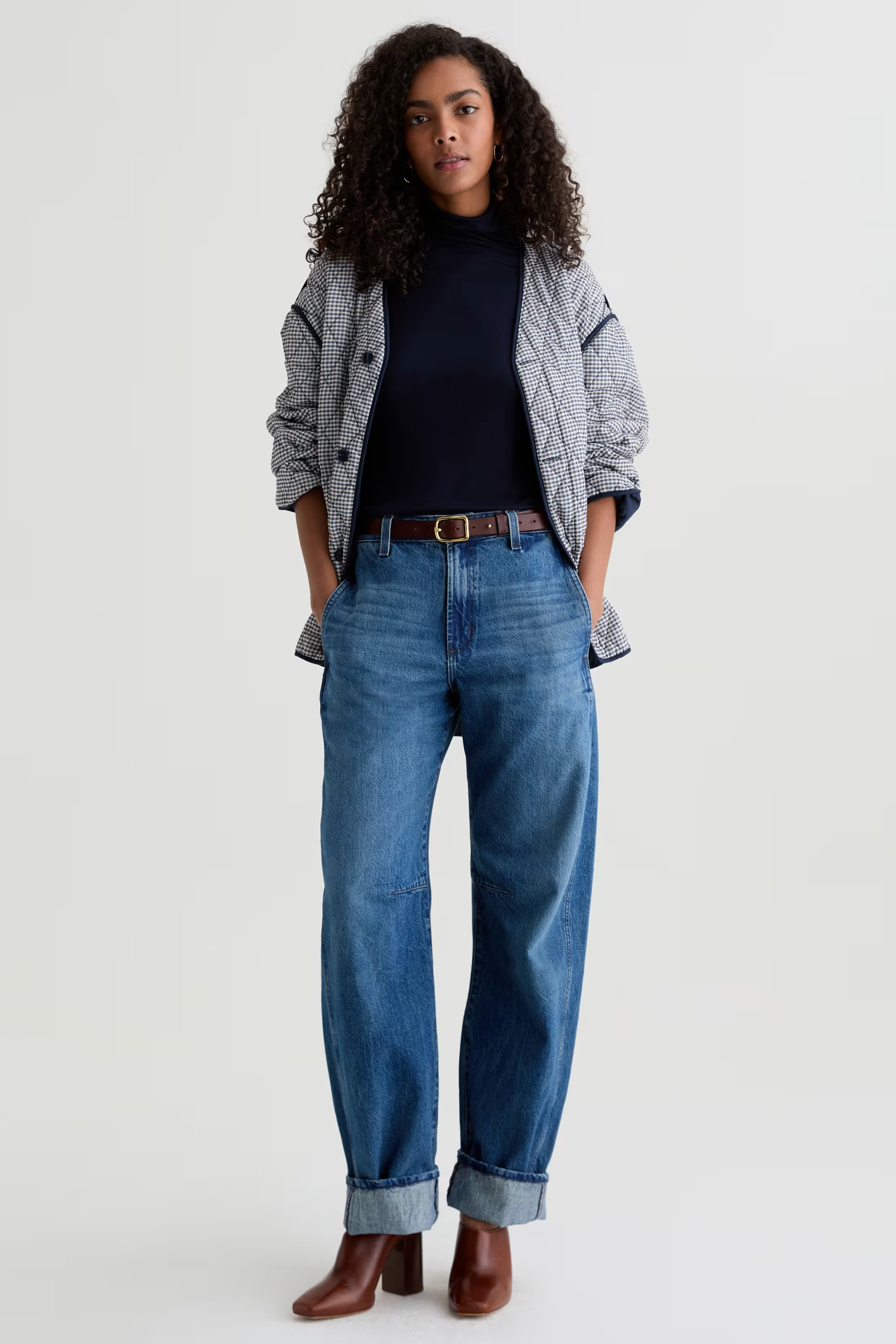 AG Jeans Mercer Cuffed High-Rise Barrel