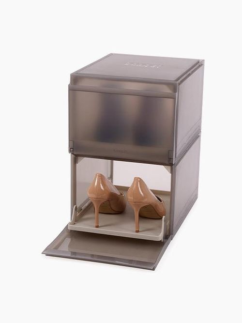 Shoecase 2-Piece Gray Shoe Storage Box
