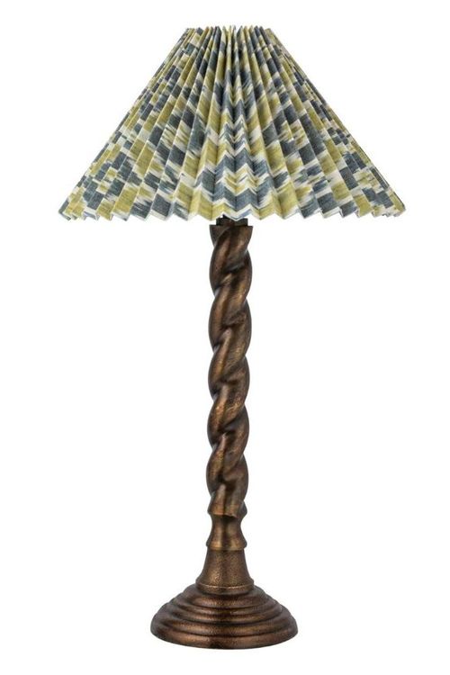 Creative Co-Op Round Metal Table Lamp with Cotton Shade