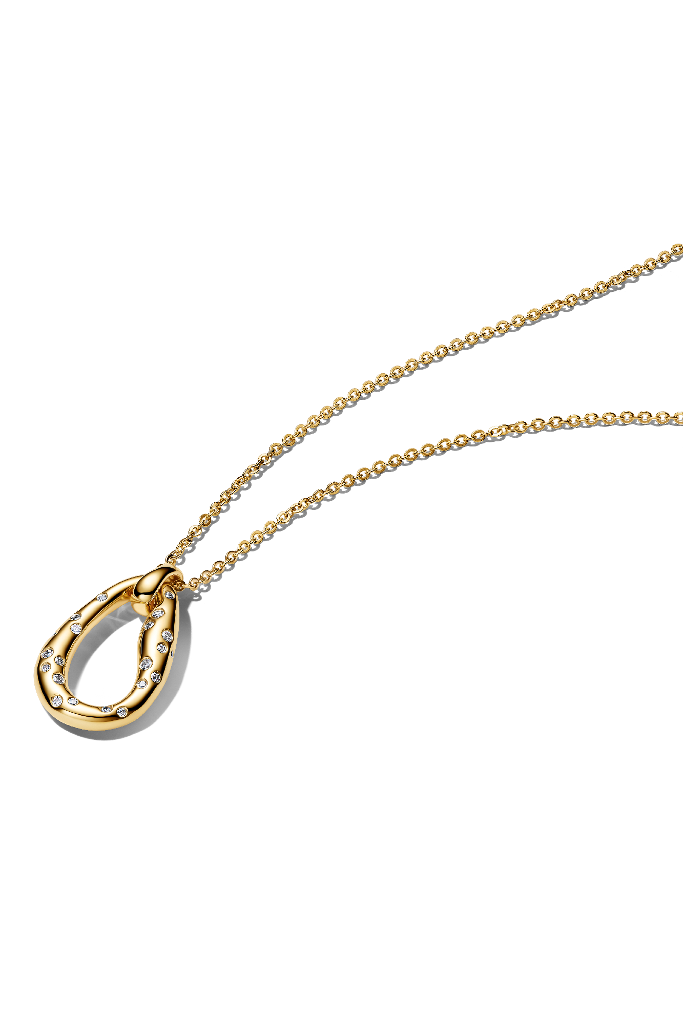 Organically Shaped Stone-Set Pendant Necklace