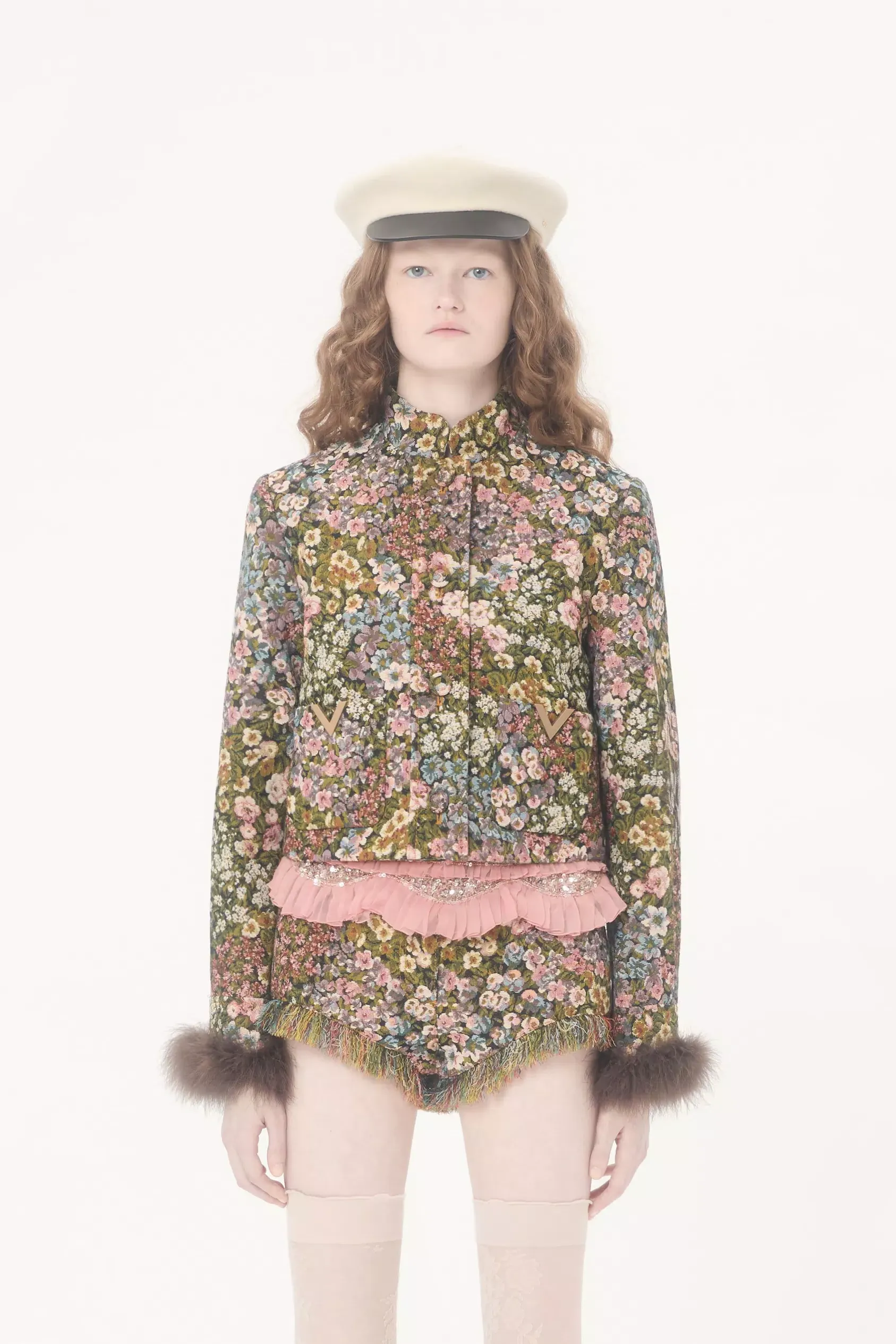 Valentino, Caban In Gobelin Apres L&amp;rsquo;Hiver Fiorellini