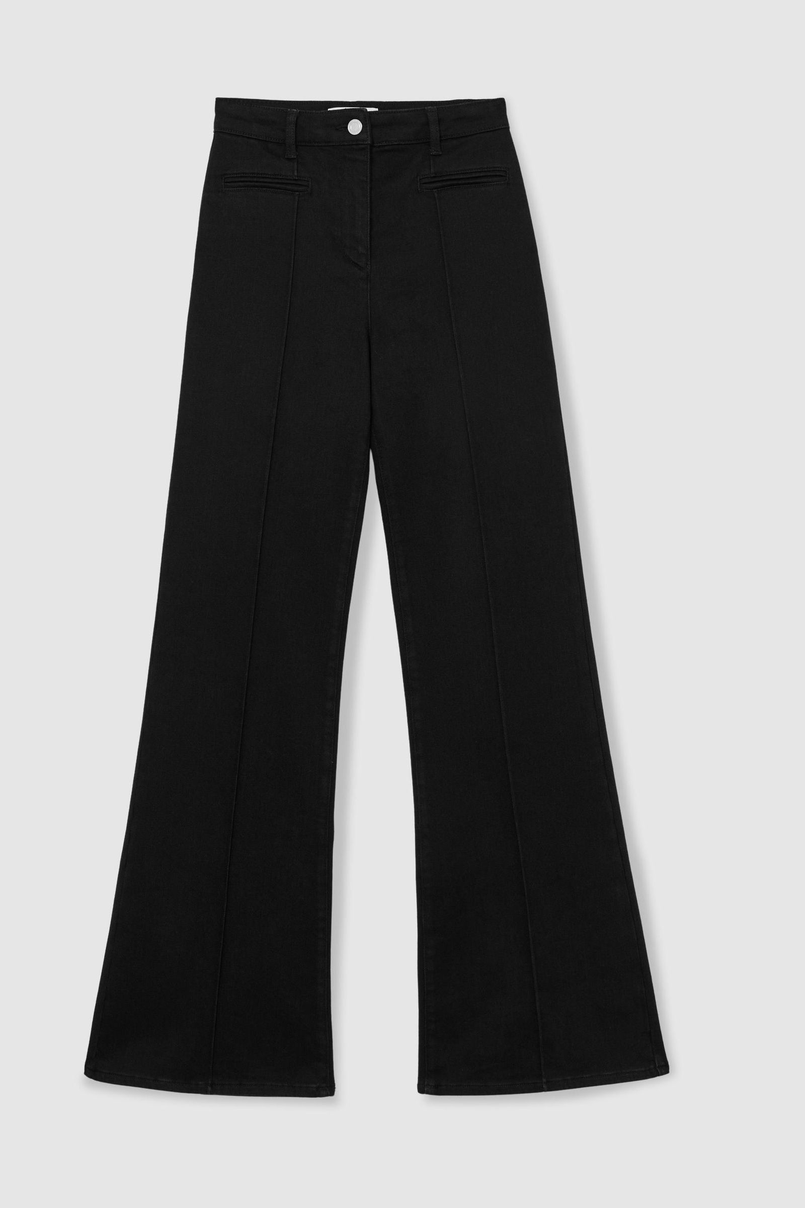 Pintuck-Detail Flared Jeans in Black - Size 24w X 31l (uk 24 R)