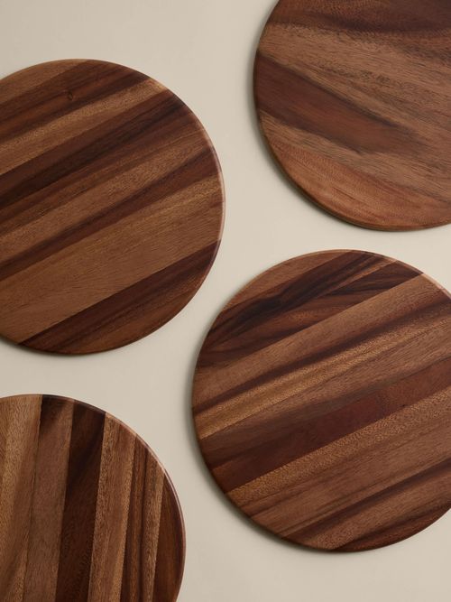 Set of 4 Wooden Round Placemats