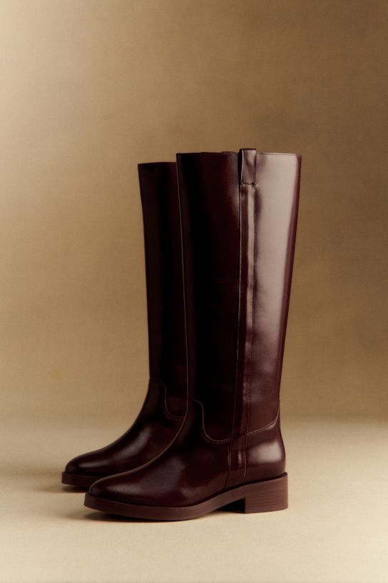 Bridget Knee Boots - Glossy Chocolate - Bovine Leather - S&eacute;zane